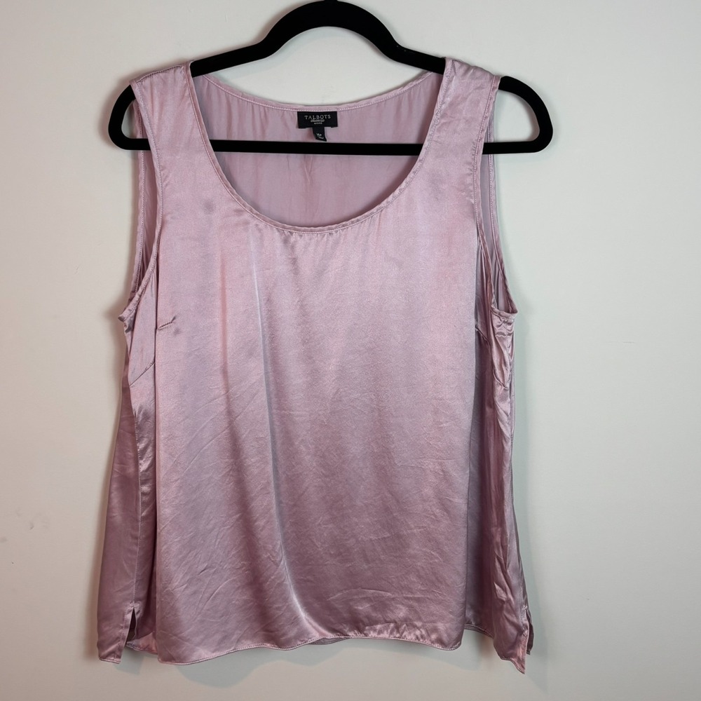 Talbots Womens 100% Silk Purple Sleeveless Blouse sz Petite 16 Workwear Classic